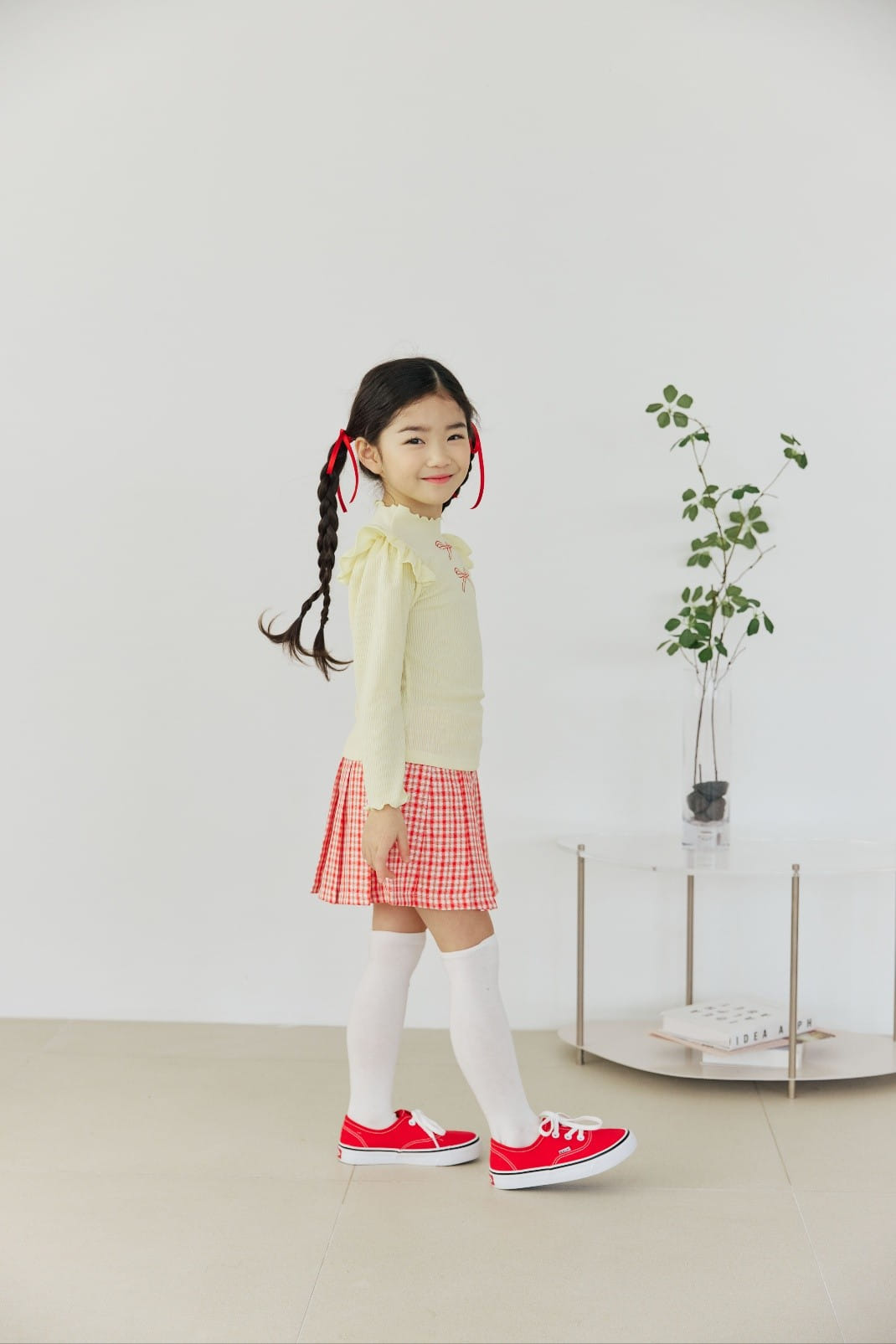 Orange Mom - Korean Children Fashion - #kidzfashiontrend - Check Flares Skirt - 5