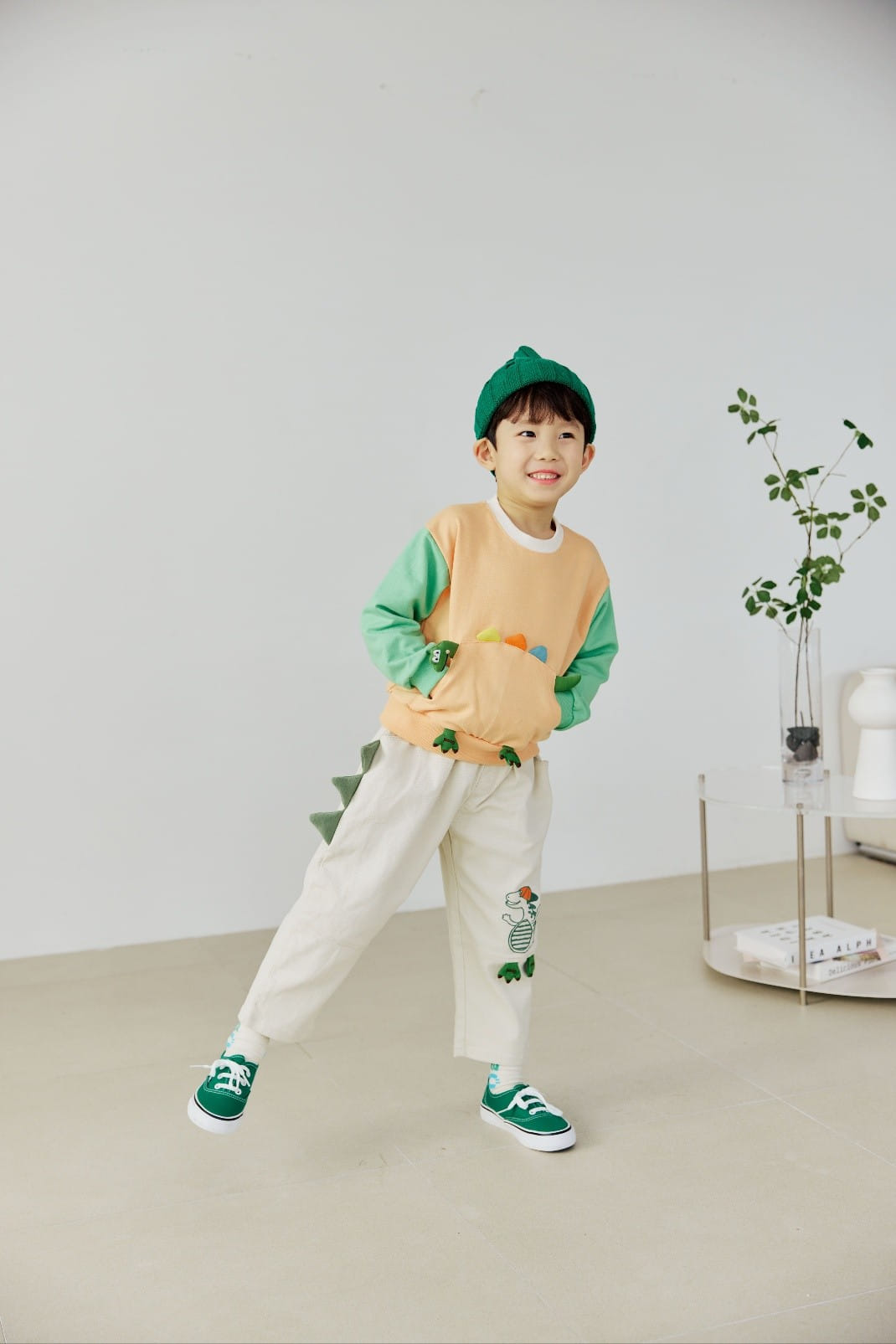 Orange Mom - Korean Children Fashion - #kidsstore - Span Dinosaur Baggy Pants - 4
