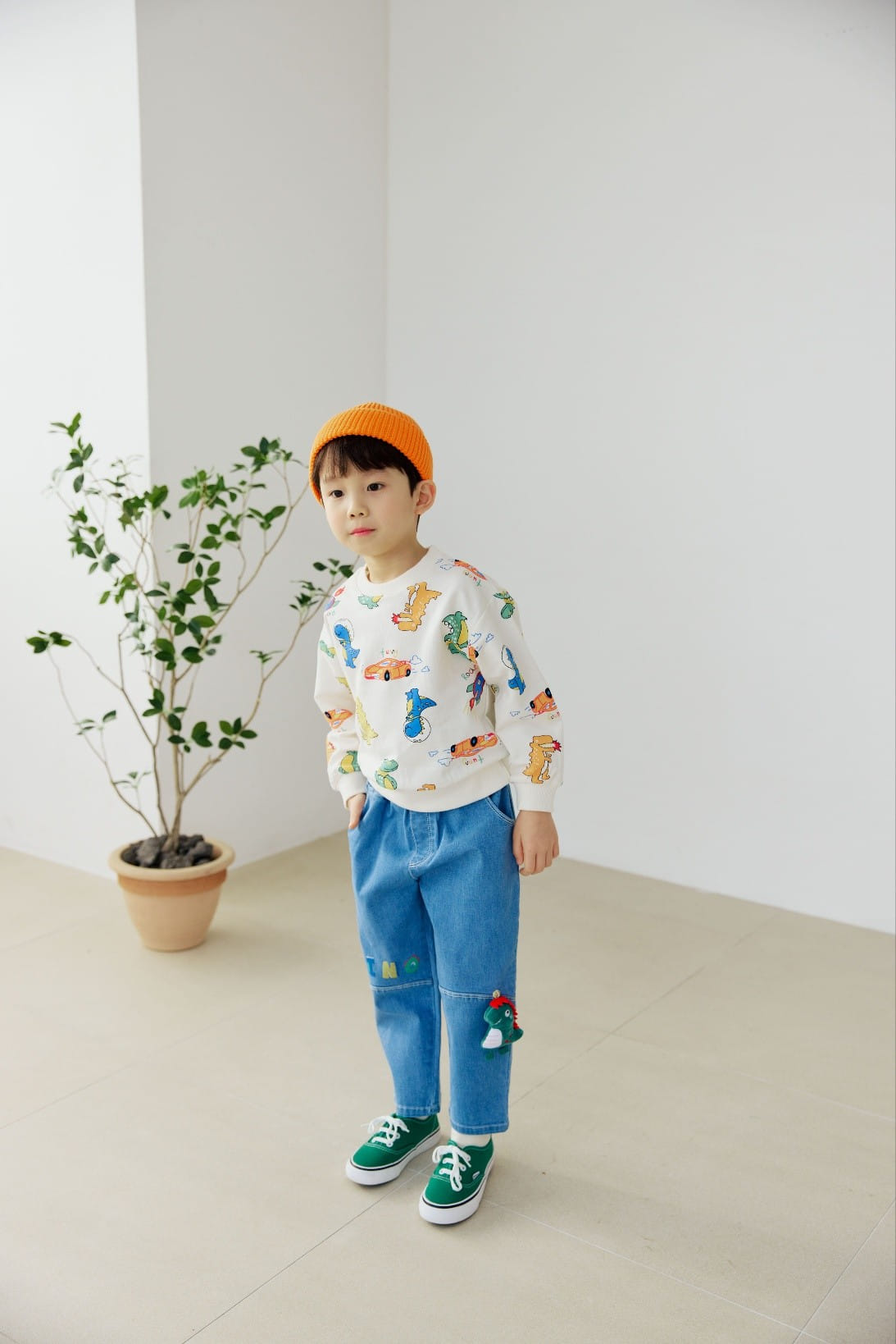 Orange Mom - Korean Children Fashion - #kidzfashiontrend - Dinosaur Paint Sweatshirt - 6