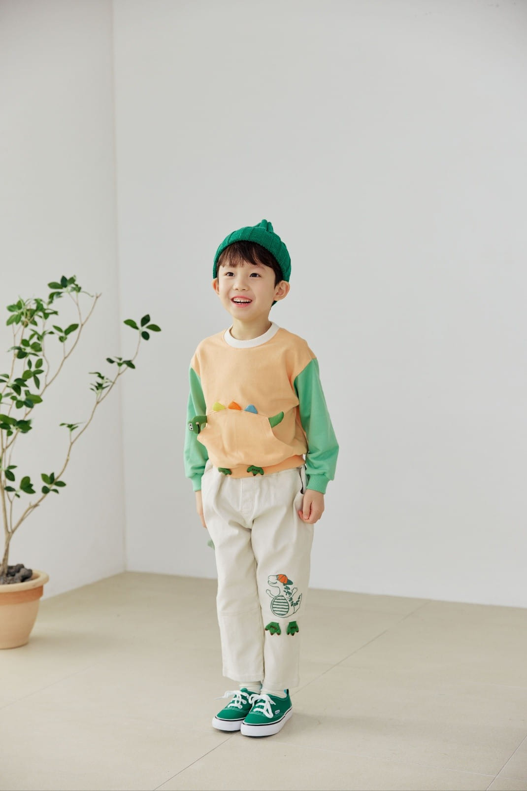 Orange Mom - Korean Children Fashion - #kidsstore - Dinosaur Pocket Sweatshirt - 4