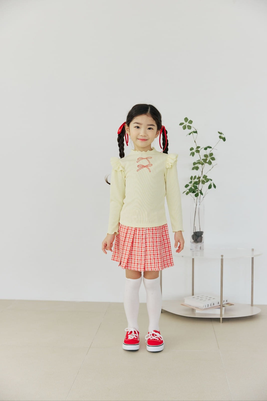 Orange Mom - Korean Children Fashion - #littlefashionista - Check Flares Skirt - 7