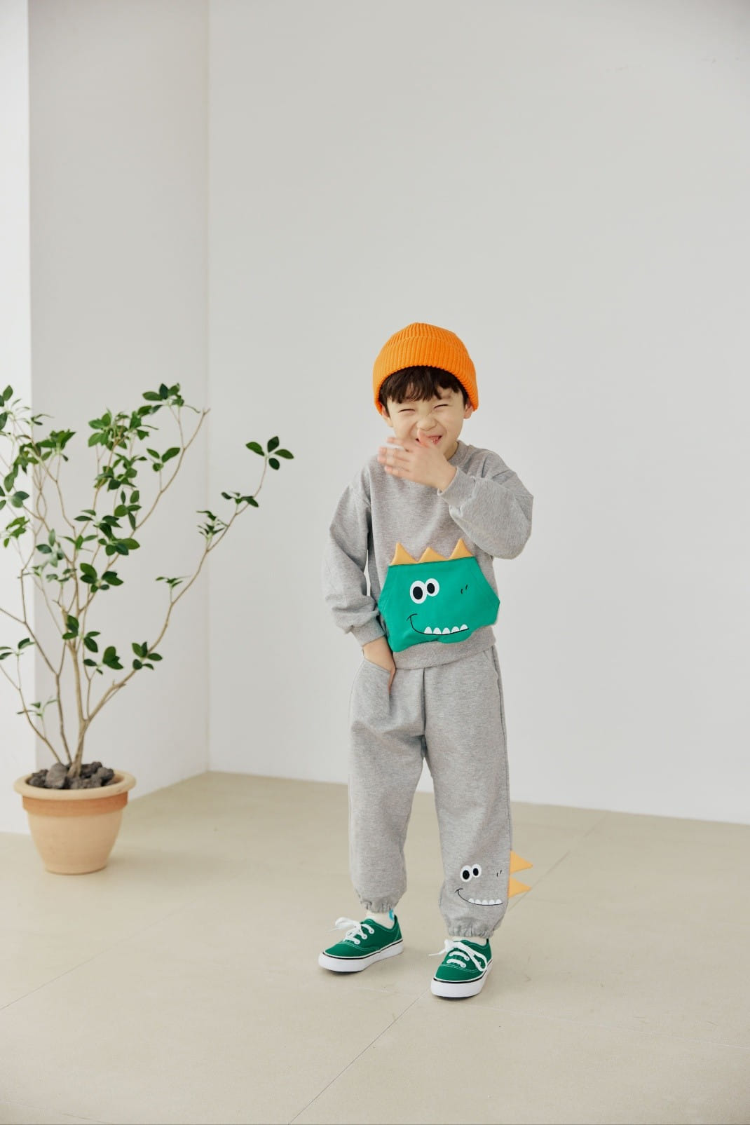 Orange Mom - Korean Children Fashion - #minifashionista - Bbul Dinosaur Pocket Sweatshirt - 3