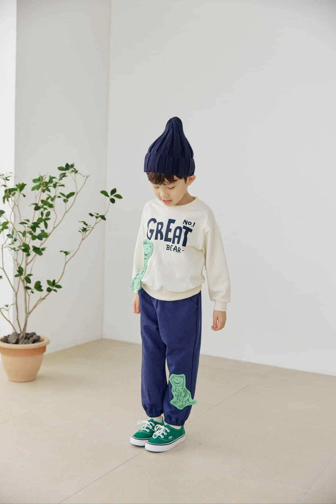 Orange Mom - Korean Children Fashion - #prettylittlegirls - Patch Dinosaur Sweatshirt - 2
