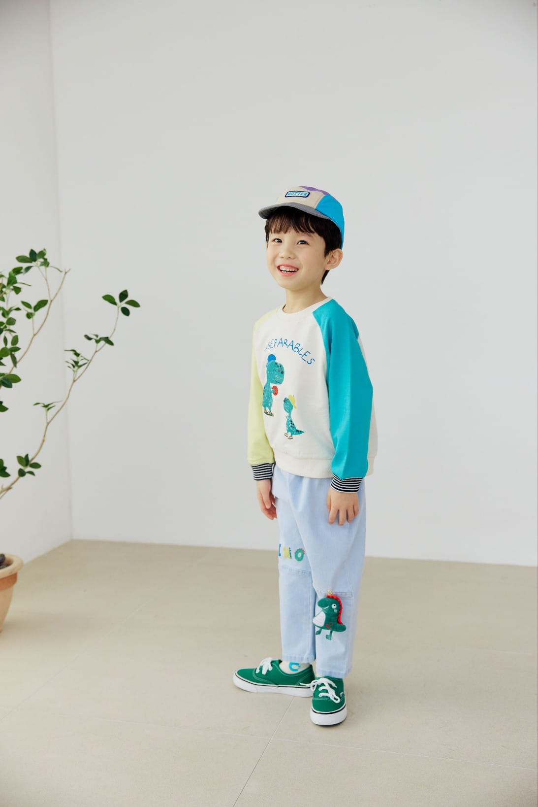Orange Mom - Korean Children Fashion - #toddlerclothing - Dinosaur Span Baggy Pants - 2