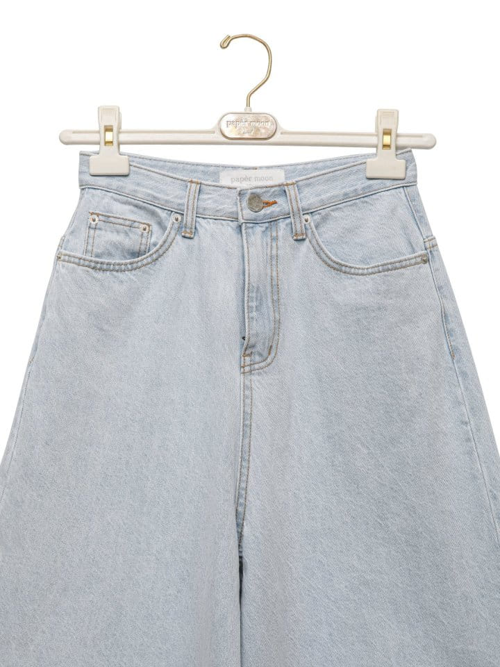 Paper Moon - Korean Women Fashion - #momslook - Iced Blue Wide Leg Flared Denim Jeans  - 5