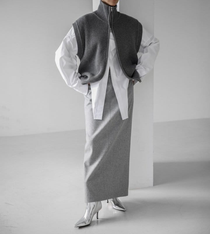 Paper Moon - Korean Women Fashion - #momslook - W Flannel Maxi Pencil Skirt  - 2