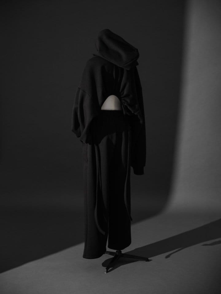 Paper Moon - Korean Women Fashion - #momslook -  Back Less Shirred Detail Strap Detail Hooded Top  - 3
