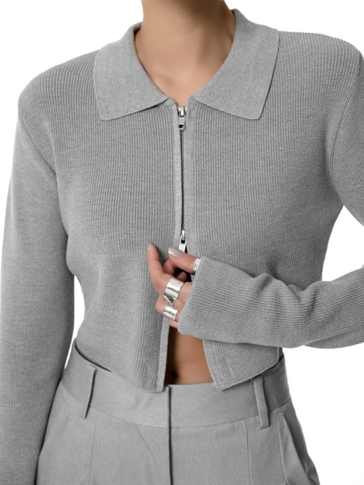 Paper Moon - Korean Women Fashion - #romanticstyle - Two Way Zipped Detail Cropped Cardigan - 6