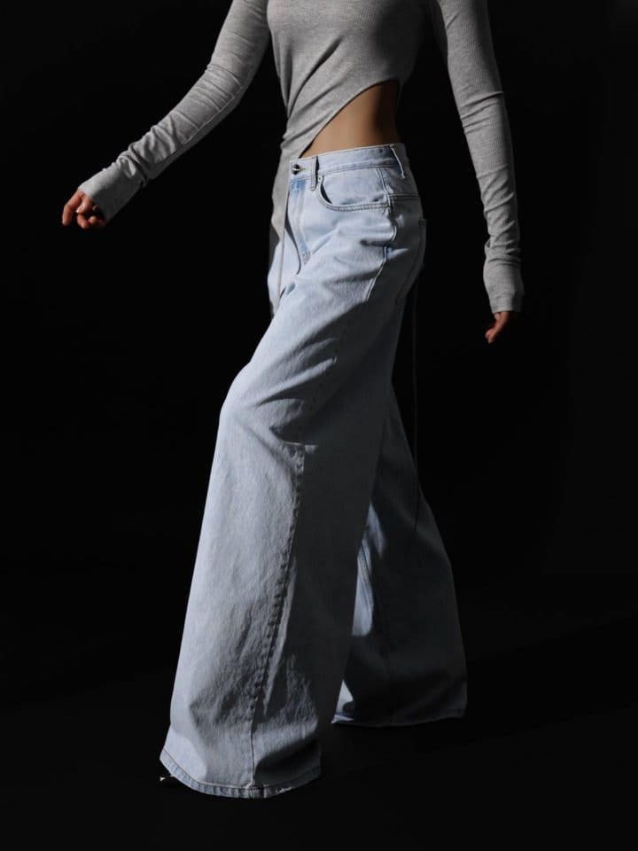 Paper Moon - Korean Women Fashion - #thelittlethings - Iced Blue Wide Leg Flared Denim Jeans  - 2