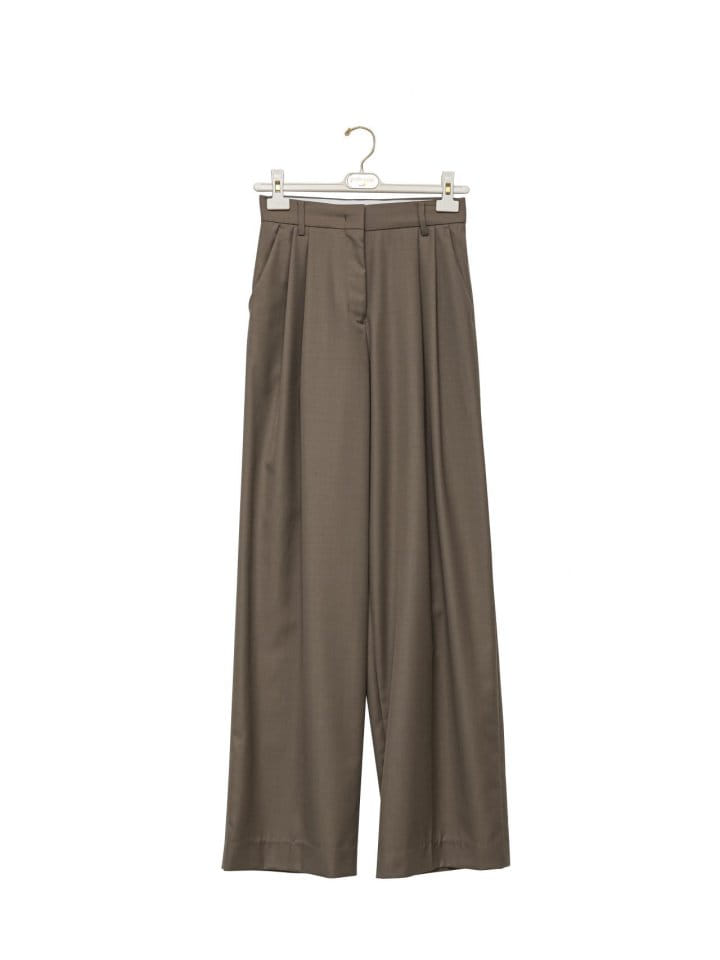 Paper Moon - Korean Women Fashion - #thelittlethings - Sharkskin Fabric Pin Tuck Set Up Wide Trousers - 6