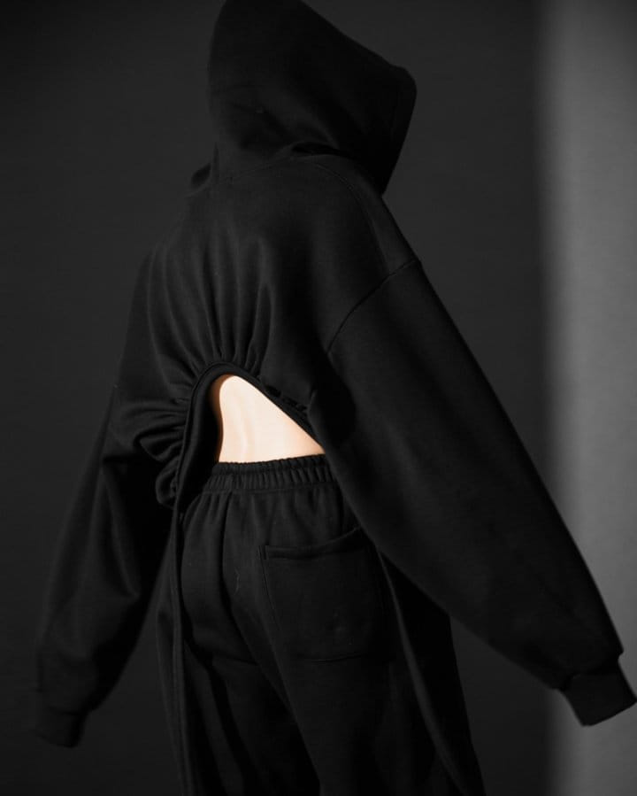 Paper Moon - Korean Women Fashion - #vintagekidsstyle -  Back Less Shirred Detail Strap Detail Hooded Top  - 7