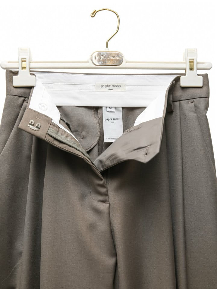 Paper Moon - Korean Women Fashion - #womensfashion - Sharkskin Fabric Pin Tuck Set Up Wide Trousers - 10