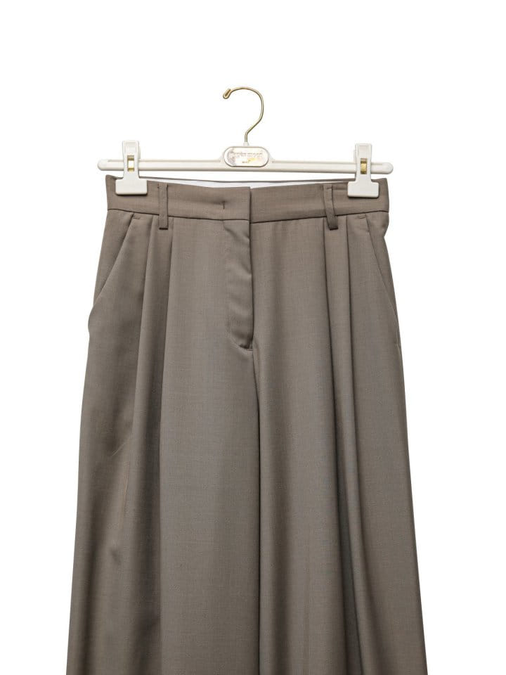 Paper Moon - Korean Women Fashion - #womensfashion - Sharkskin Fabric Pin Tuck Set Up Wide Trousers - 8