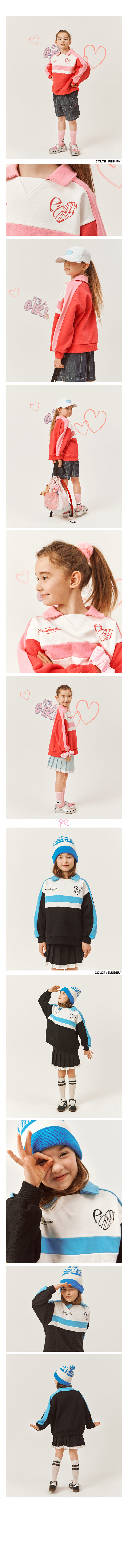 Peach-Cream - Korean Children Fashion - #childofig - Block Collar Sweat Shirt - 2