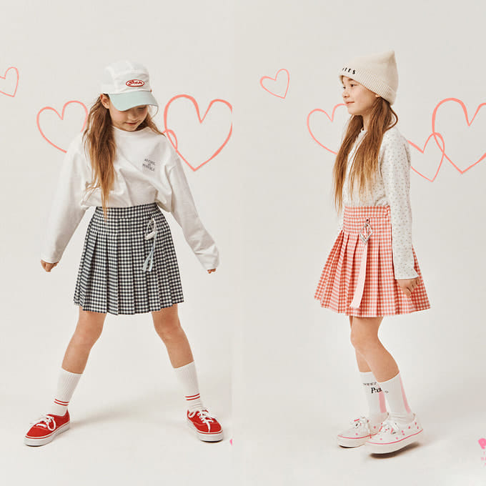 Peach-Cream - Korean Children Fashion - #kidzfashiontrend - Check Tennis Skirt