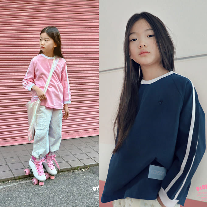 Peach-Cream - Korean Children Fashion - #kidzfashiontrend - Twin Line Tee
