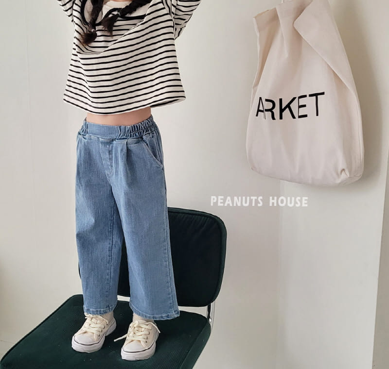 Peanuts - Korean Children Fashion - #childrensboutique - Denim Wrinkle Wide Pants