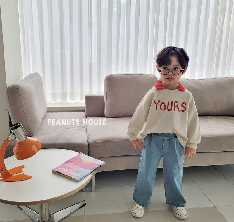 Peanuts - Korean Children Fashion - #designkidswear - Denim Wrinkle Wide Pants - 2