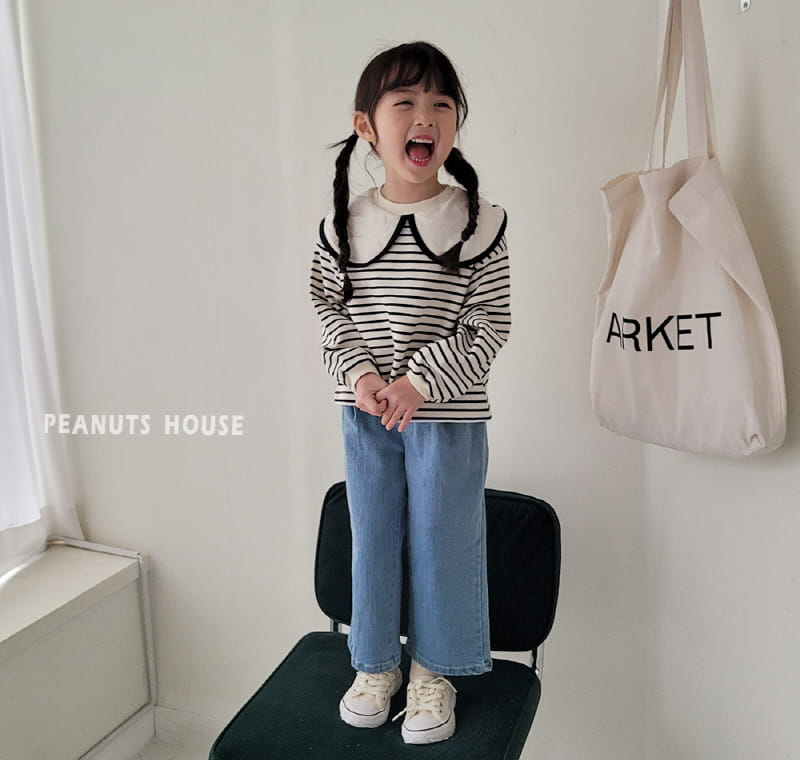 Peanuts - Korean Children Fashion - #kidsshorts - Denim Wrinkle Wide Pants - 5