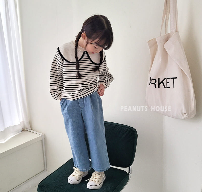 Peanuts - Korean Children Fashion - #kidsstore - Denim Wrinkle Wide Pants - 6