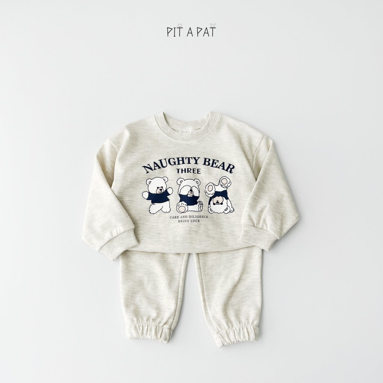 Pitapat - Korean Children Fashion - #childrensboutique - Three Bears Top Bottom Set - 2