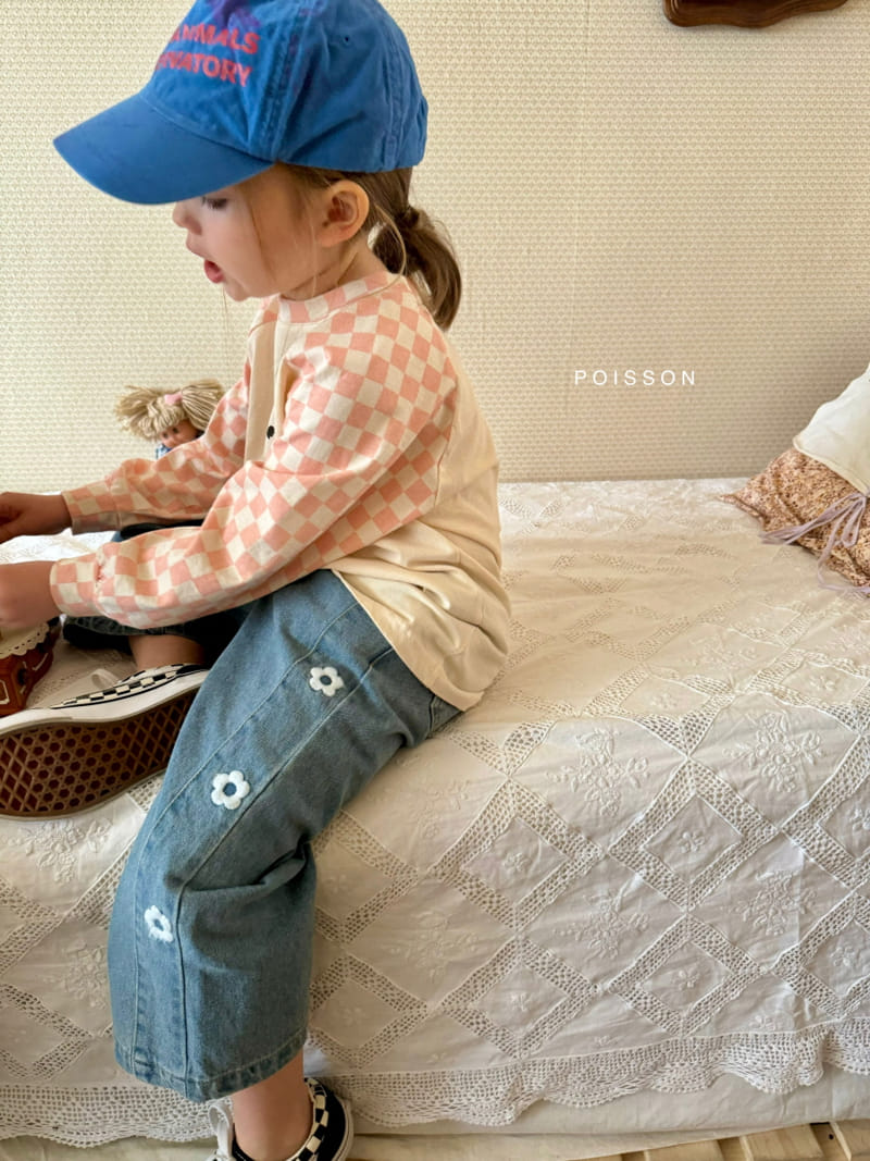 Poisson - Korean Children Fashion - #kidsshorts - Daisy Embroidery Denim Pants - 7