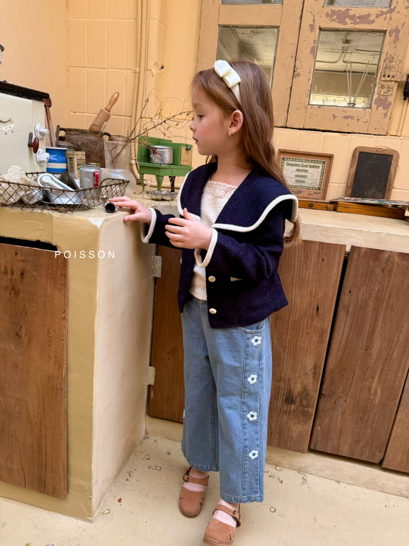 Poisson - Korean Children Fashion - #kidsstore - Daisy Embroidery Denim Pants - 8