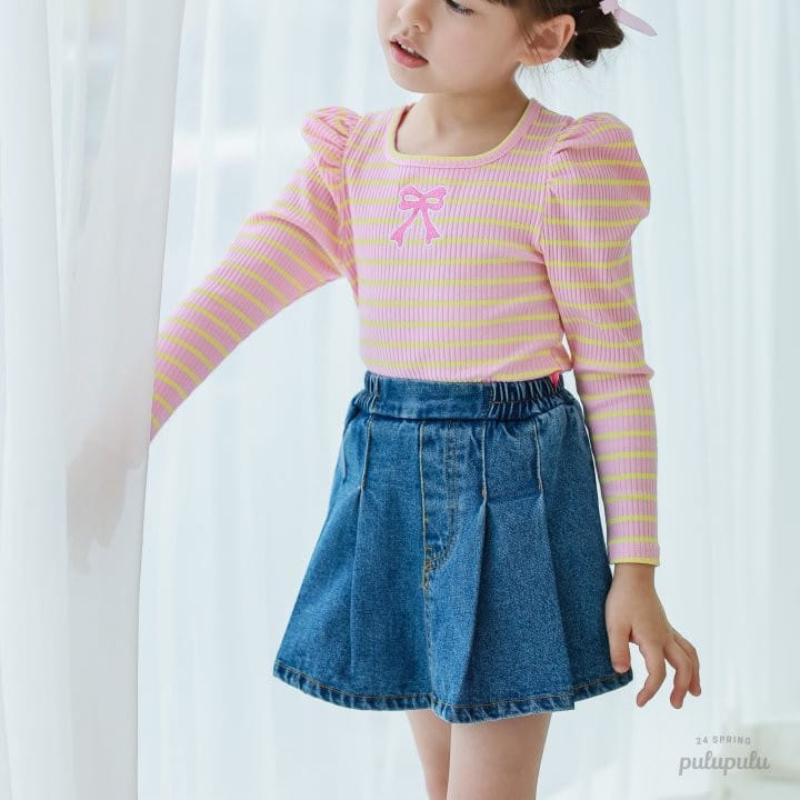 Pulupulu - Korean Children Fashion - #Kfashion4kids - Ribbon Embroidery Puffy Tee - 8