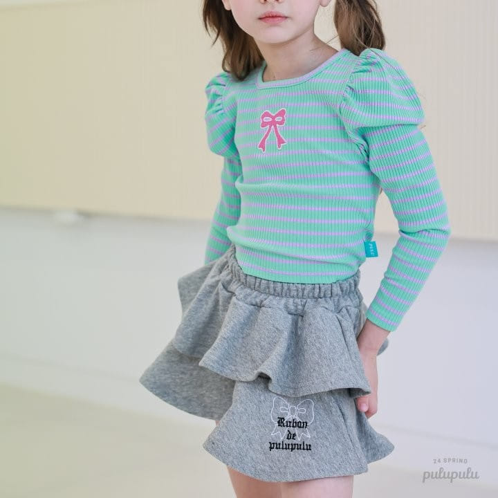 Pulupulu - Korean Children Fashion - #discoveringself - Ribbon Embroidery Puffy Tee - 4