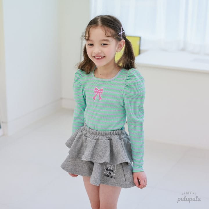 Pulupulu - Korean Children Fashion - #kidsshorts - Ribbon Embroidery Puffy Tee - 5