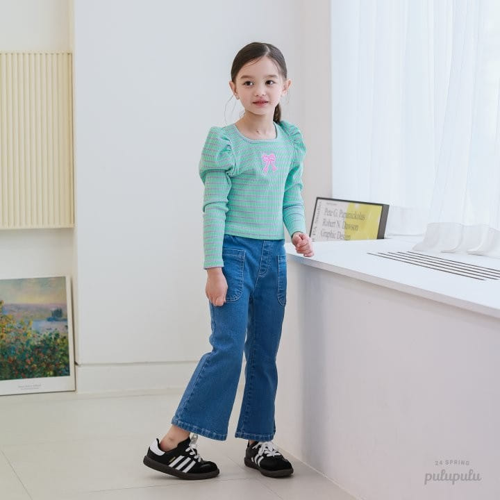 Pulupulu - Korean Children Fashion - #kidsstore - Ribbon Embroidery Puffy Tee - 6