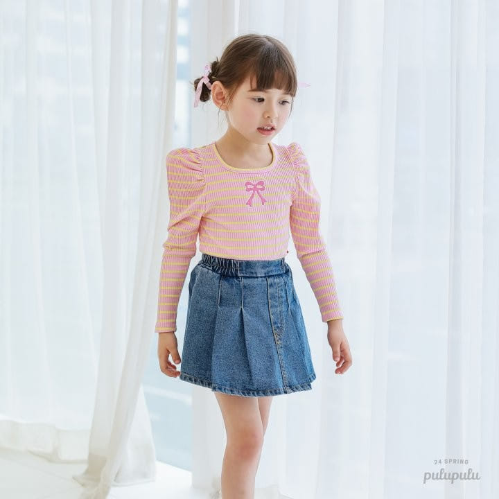 Pulupulu - Korean Children Fashion - #kidzfashiontrend - Ribbon Embroidery Puffy Tee - 7