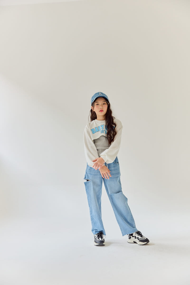 Rilla - Korean Children Fashion - #prettylittlegirls - Blue Jeans Vintage Pants - 3