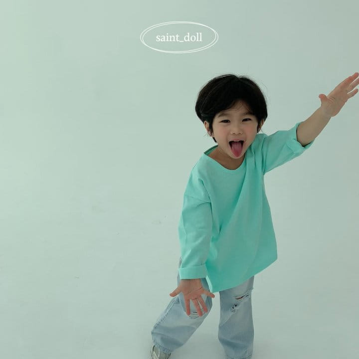 Saint Doll - Korean Children Fashion - #childofig - Side Slit U Neck Tee - 2