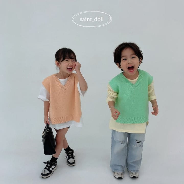 Saint Doll - Korean Children Fashion - #childrensboutique - Side Slit Vest With Mom - 7