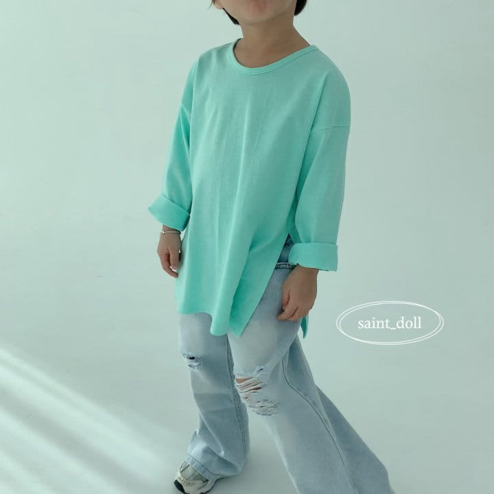 Saint Doll - Korean Children Fashion - #childrensboutique - Side Slit U Neck Tee - 3