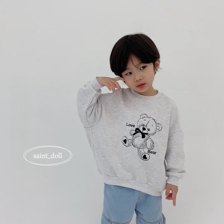Saint Doll - Korean Children Fashion - #designkidswear - Bear Embroidery Sweatshirt - 4