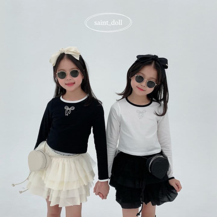 Saint Doll - Korean Children Fashion - #kidsshorts - Ribbon Cubic Tee - 10