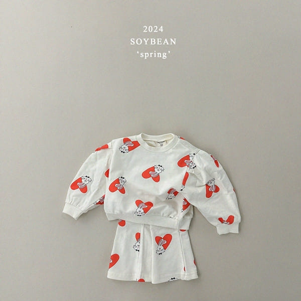 Soybean - Korean Children Fashion - #Kfashion4kids - Heart Bunny Top Bottom Set - 6