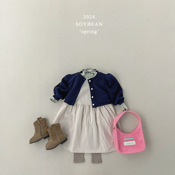Soybean - Korean Children Fashion - #childrensboutique - Puff Pearl Crop Cardigan - 2
