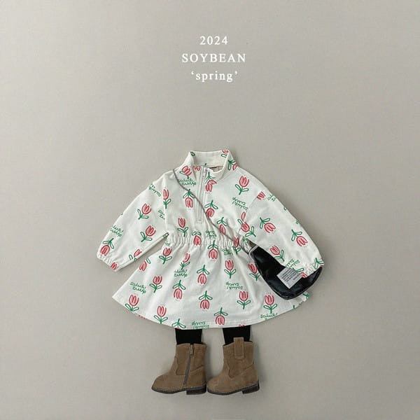 Soybean - Korean Children Fashion - #designkidswear - Tullip Half Zip Up One-Piece - 2