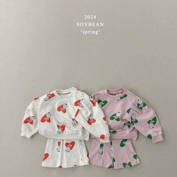 Soybean - Korean Children Fashion - #discoveringself - Heart Bunny Top Bottom Set