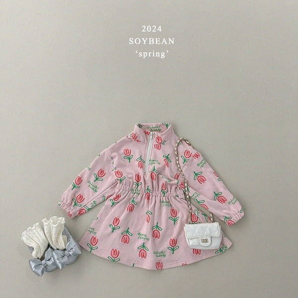 Soybean - Korean Children Fashion - #discoveringself - Tullip Half Zip Up One-Piece - 3
