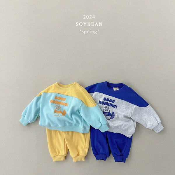 Soybean - Korean Children Fashion - #fashionkids - Sleepy VBeaver Color Top Bottom Set