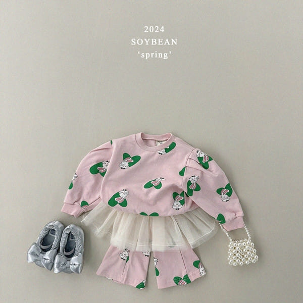 Soybean - Korean Children Fashion - #kidsshorts - Heart Bunny Top Bottom Set - 3