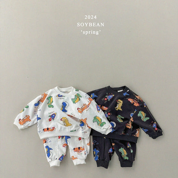 Soybean - Korean Children Fashion - #kidsstore - Dinosaur Roar Top Bottom Set