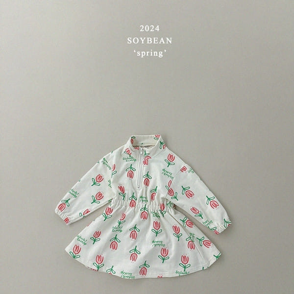 Soybean - Korean Children Fashion - #kidzfashiontrend - Tullip Half Zip Up One-Piece - 7