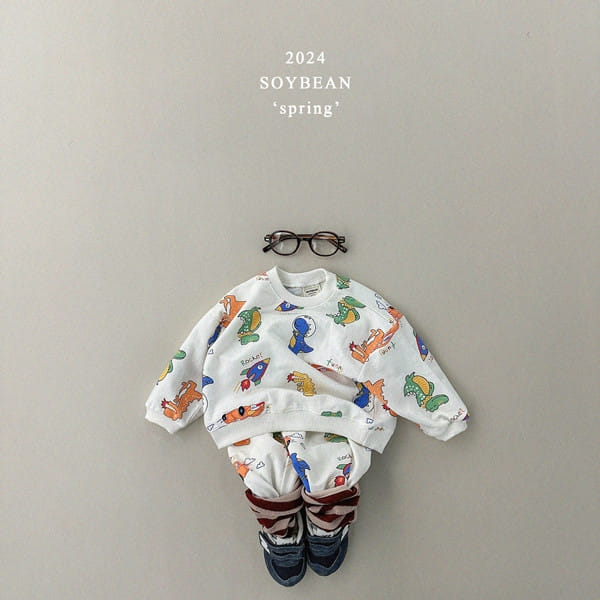 Soybean - Korean Children Fashion - #kidzfashiontrend - Dinosaur Roar Top Bottom Set - 2