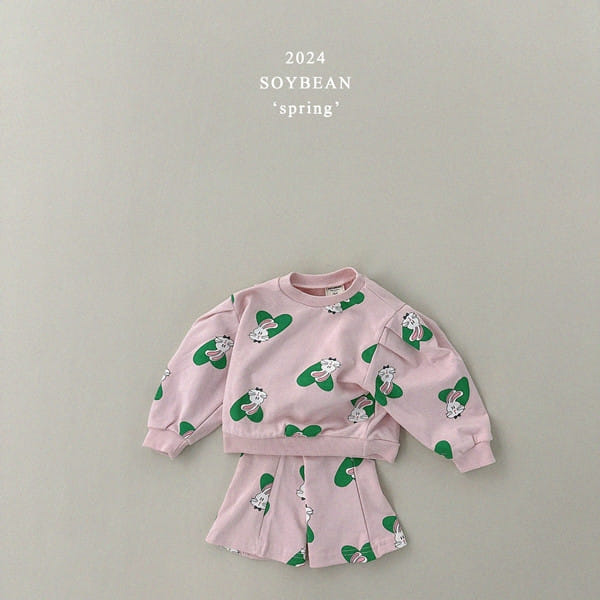 Soybean - Korean Children Fashion - #littlefashionista - Heart Bunny Top Bottom Set - 7