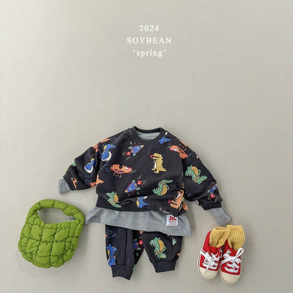Soybean - Korean Children Fashion - #Kfashion4kids - Dinosaur Roar Top Bottom Set - 4